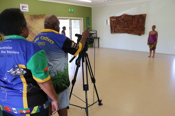 Joanne Directing with husband Kerry Warkill and daughter Joella, ASSI Stories Shoot, Rockhampton, 2014.